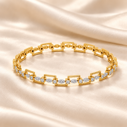 Bar Wave Silver Bangles - Yellow Gold - Aesthetic