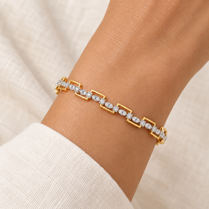 Bar Wave Silver Bangles - Yellow Gold - Model