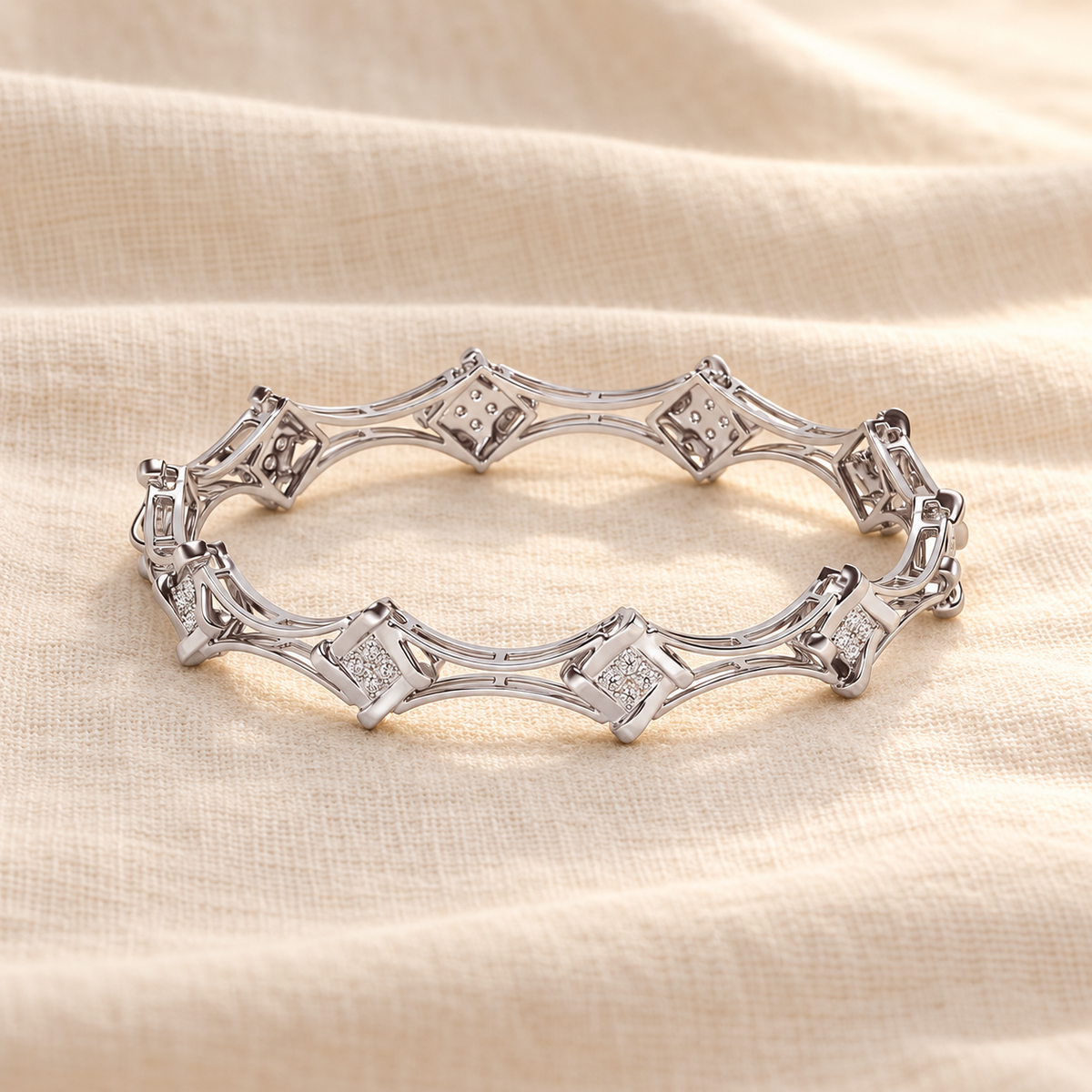 Beam Silver Bangles - White Gold - Aesthetic