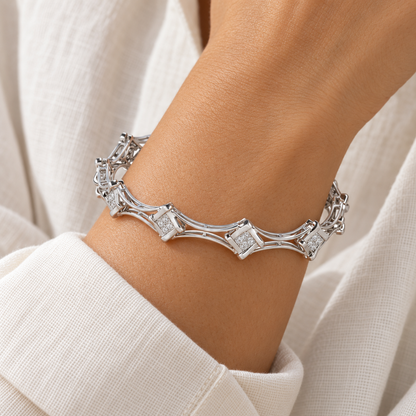 Beam Silver Bangles - White Gold - Model
