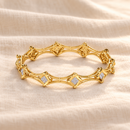 Beam Silver Bangles - Yellow Gold - Aesthetic