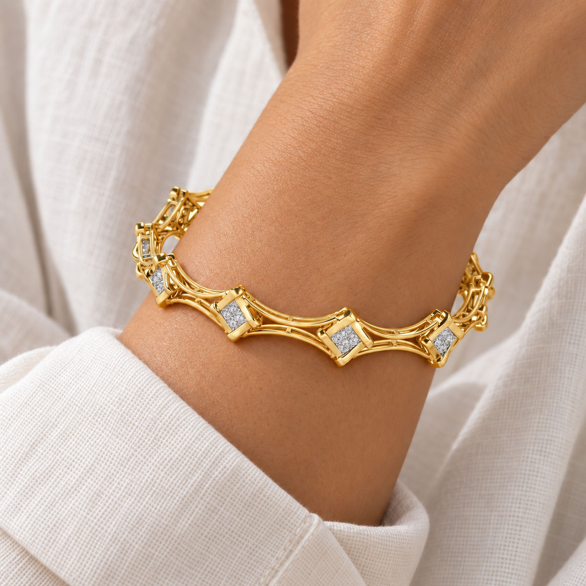 Beam Silver Bangles - Yellow Gold - Model