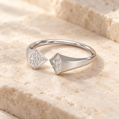Beauty Serene Silver Ring resting on ivory stone