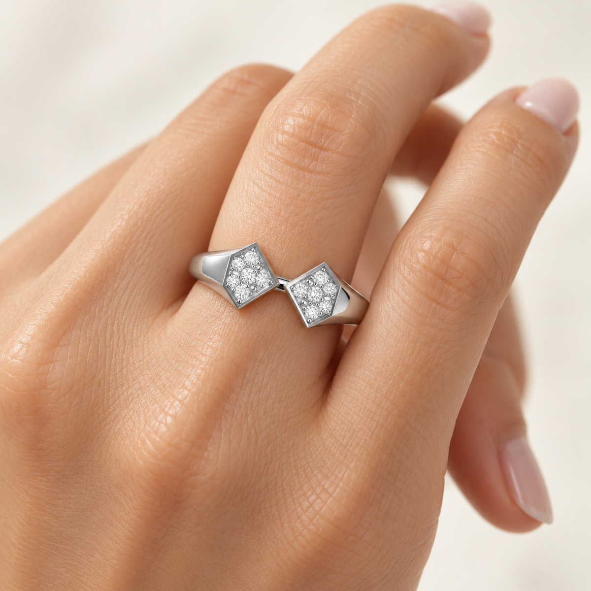 Beauty Serene Silver Ring worn on a hand, square model image
