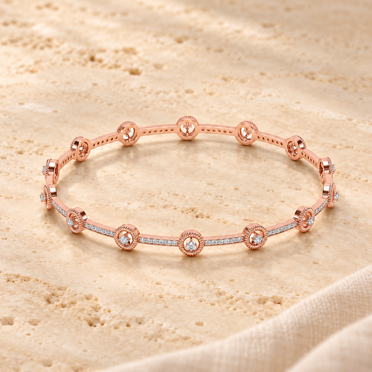 Bird Eye Silver Bangles - Rose Gold - Aesthetic