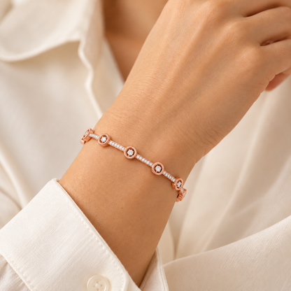 Bird Eye Silver Bangles - Rose Gold - Model