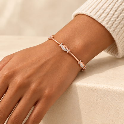Blanche Silver Bangles - Rose Gold - Model