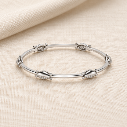 Blanche Silver Bangles - White Gold - Aesthetic