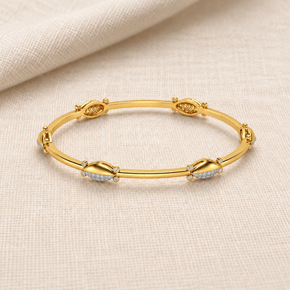 Blanche Silver Bangles - Yellow Gold - Aesthetic