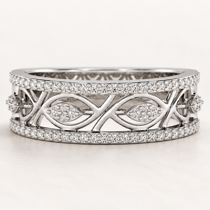 Bling Eye Silver Band Ring, square aesthetic view