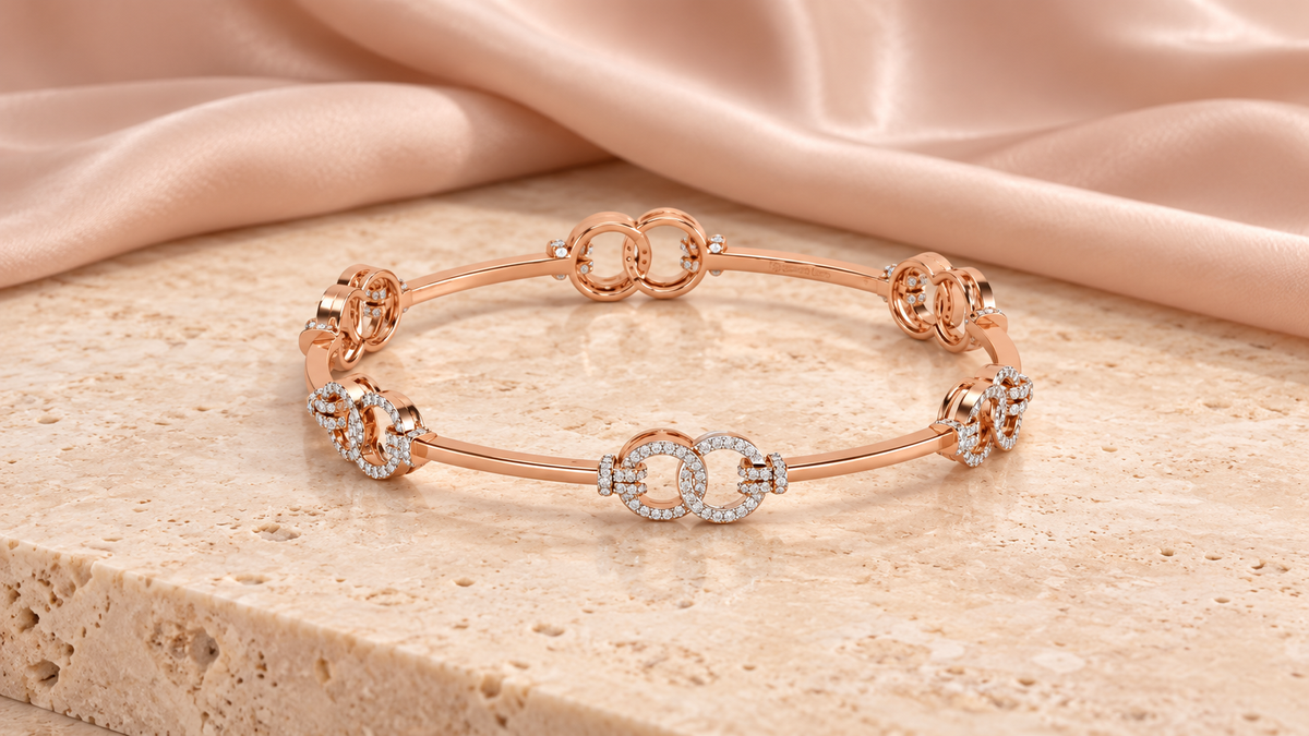 Bling Ring Silver Bangles - Rose Gold - Aesthetic