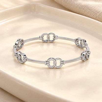 Bling Ring Silver Bangles - White Gold - Aesthetic