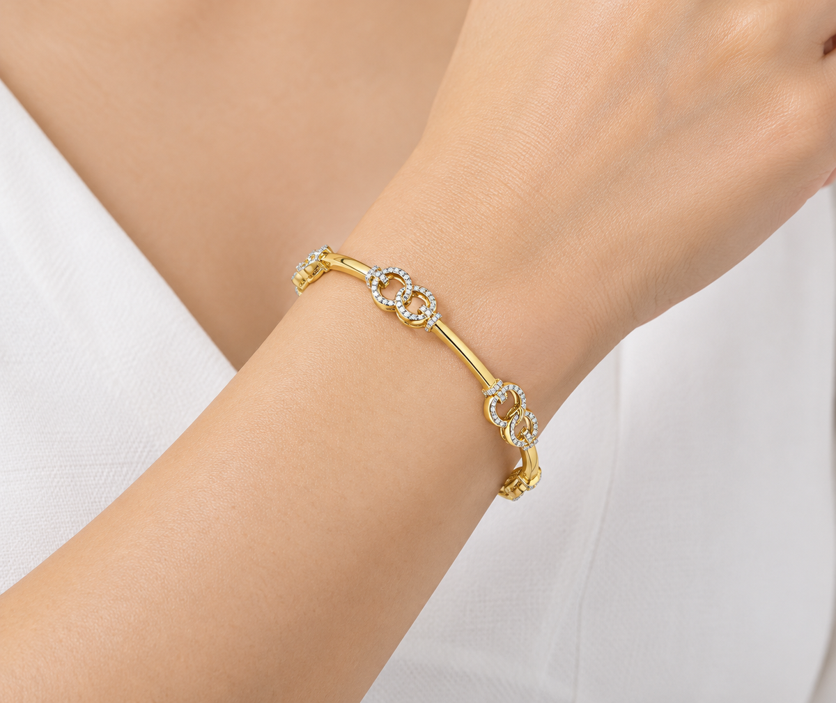 Bling Ring Silver Bangles - Yellow Gold - Model