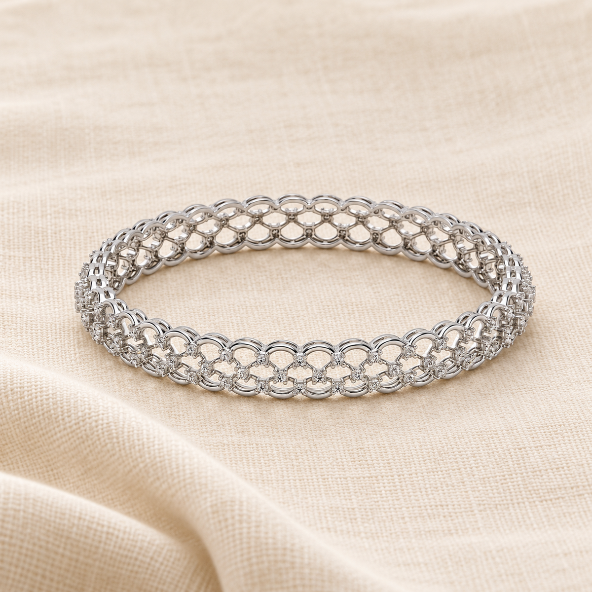 Bling Shout Silver Bangles - White Gold - Aesthetic