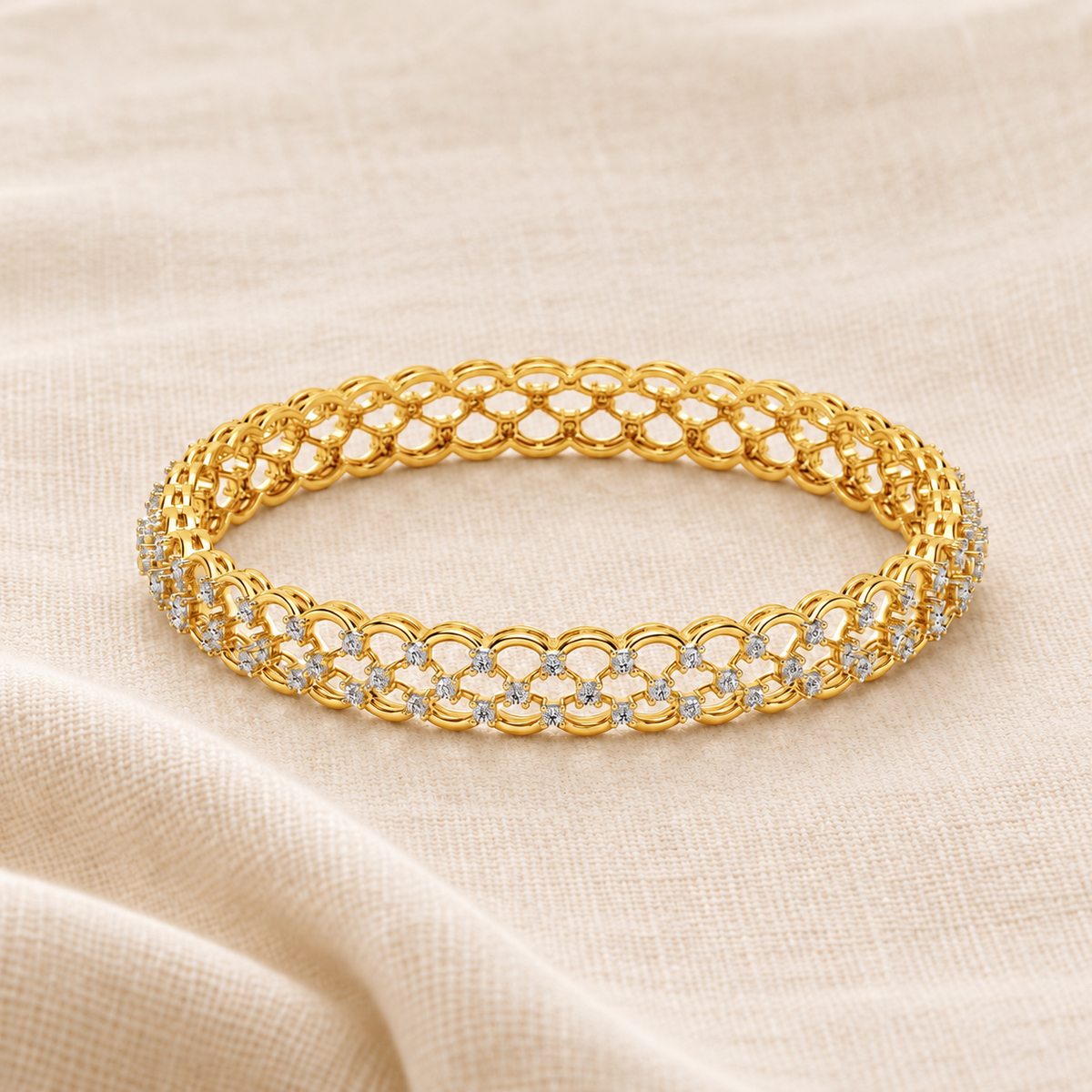 Bling Shout Silver Bangles - Yellow Gold - Aesthetic