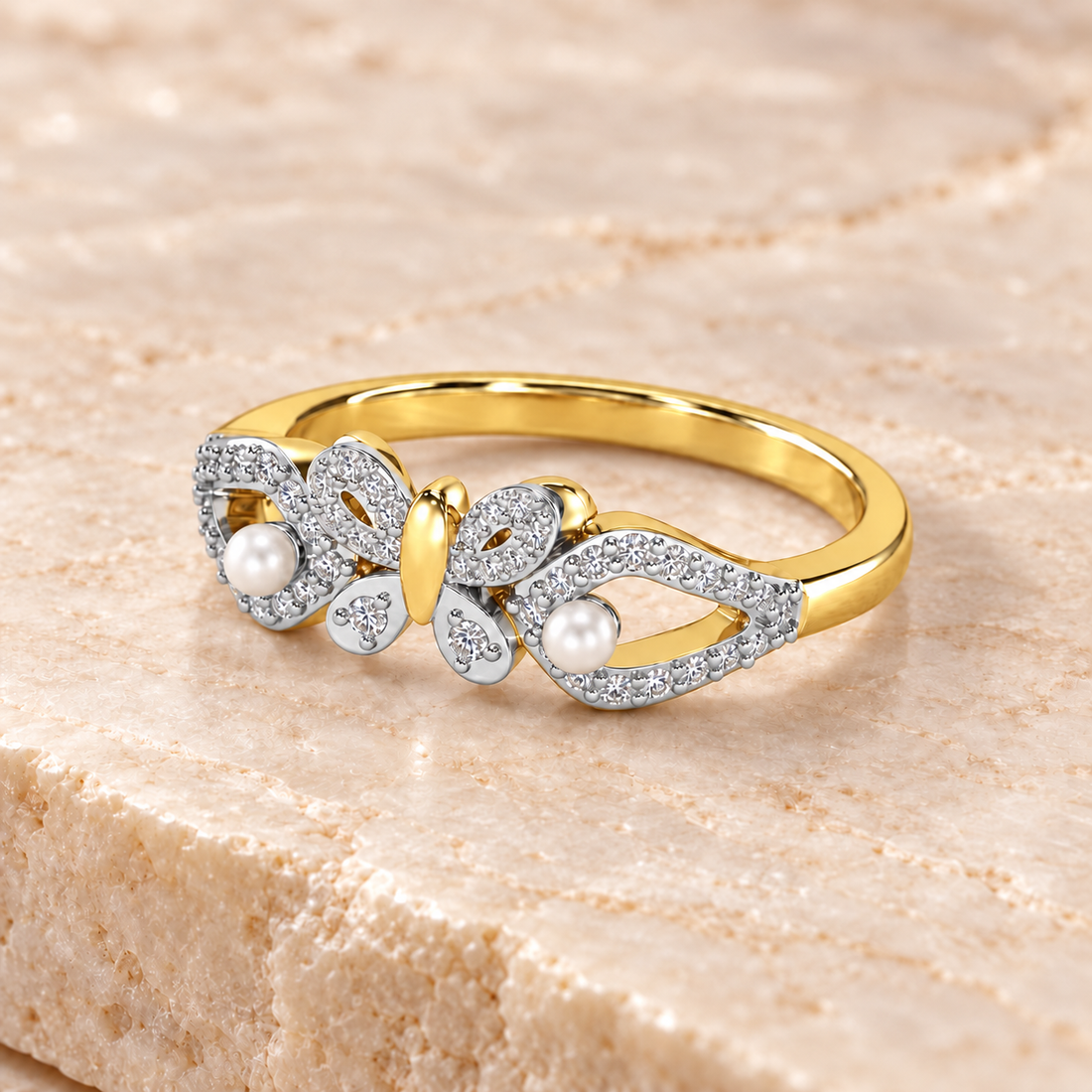 Blissfly Silver Pearl Ring