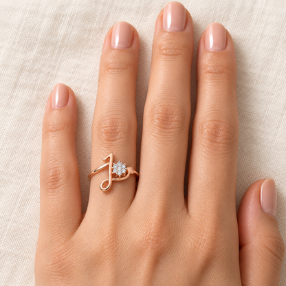 Bloom L Silver Ring - Rose Gold - Model