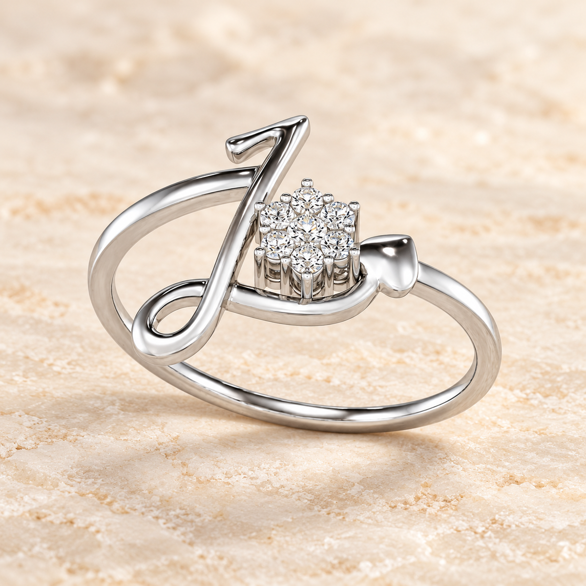 Bloom L Silver Ring - White Gold - Aesthetic