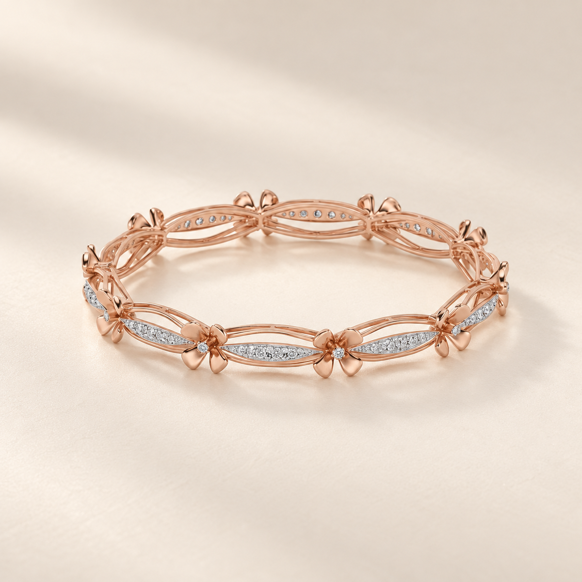 Bloom Locks Silver Bangles - Rose Gold - Aesthetic