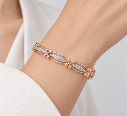 Bloom Locks Silver Bangles - Rose Gold - Model