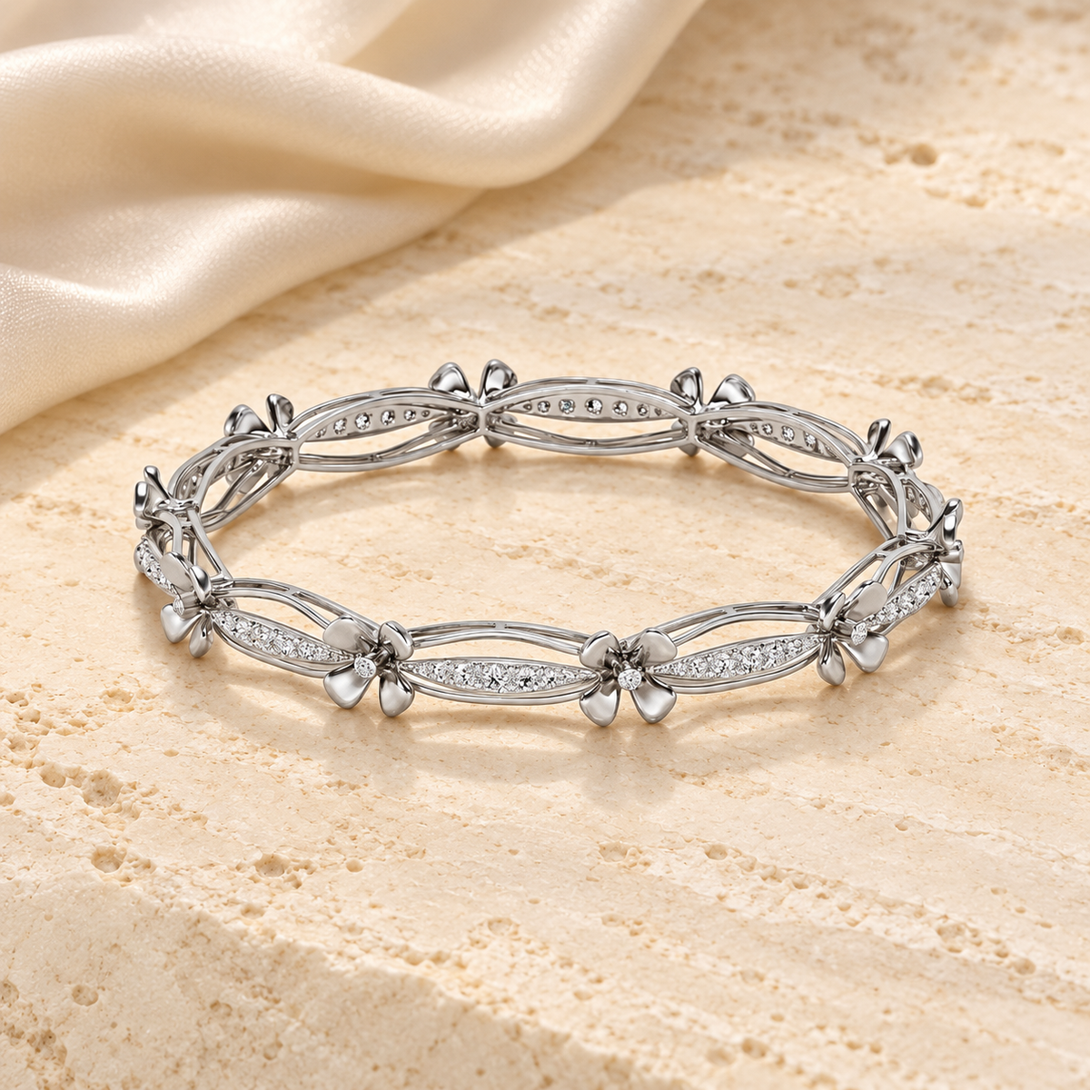 Bloom Locks Silver Bangles - White Gold - Aesthetic