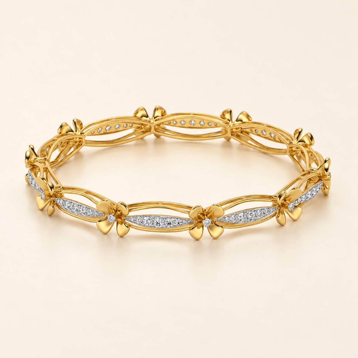 Bloom Locks Silver Bangles - Yellow Gold - Aesthetic