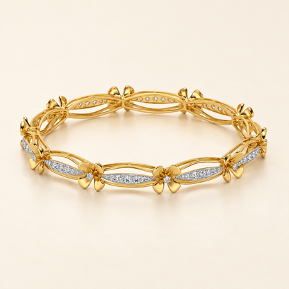 Bloom Locks Silver Bangles - Yellow Gold - Aesthetic