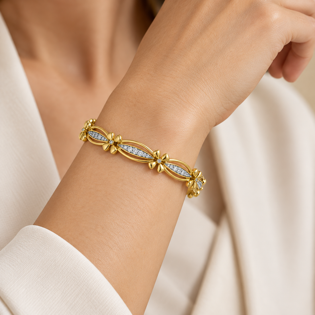 Bloom Locks Silver Bangles