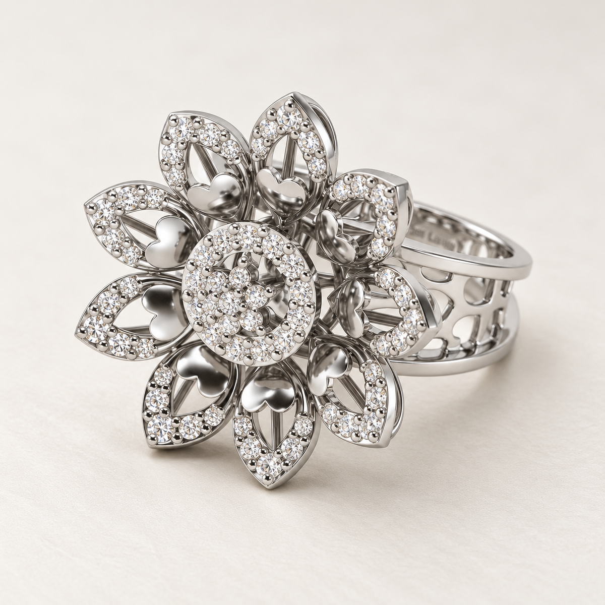 Bloom Prestige Silver Ring - White Gold - Aesthetic