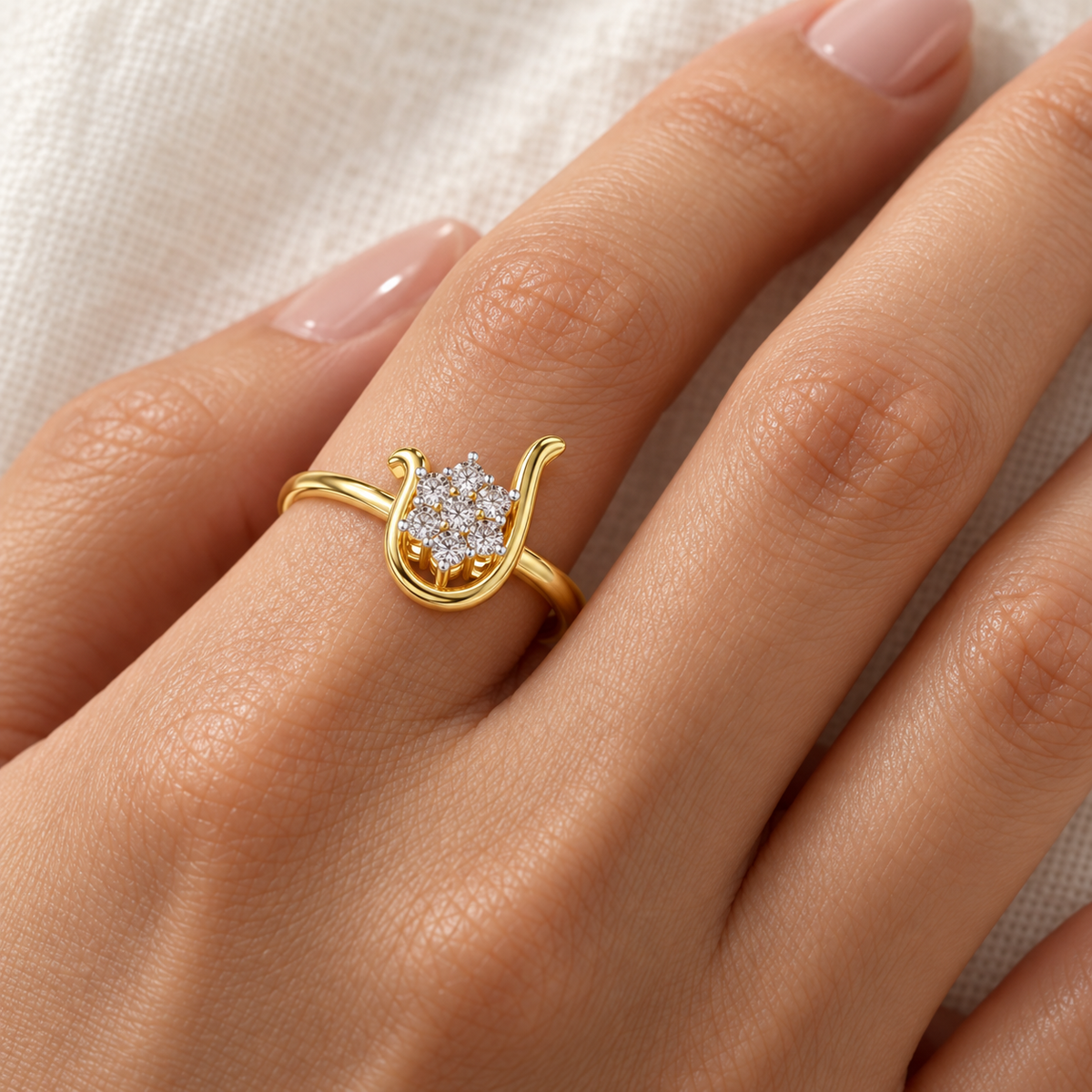 Blooming U Silver Ring - Yellow Gold - Model