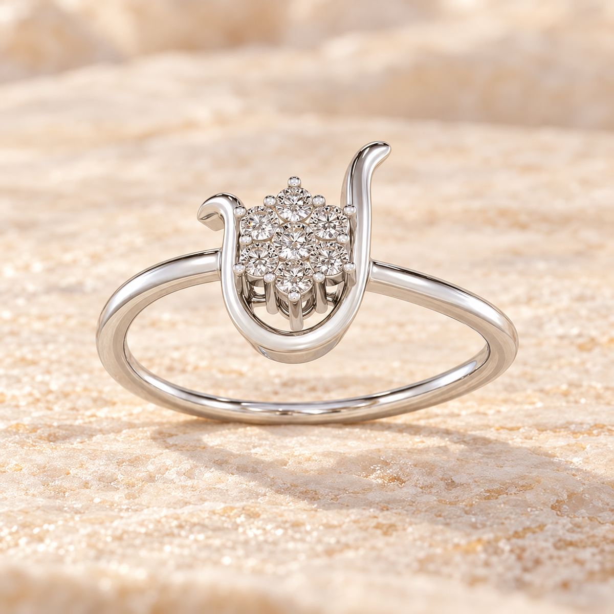 Blooming U Silver Ring - White Gold - Aesthetic from Image 5
