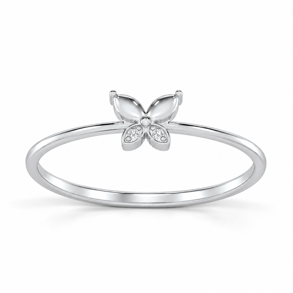 Blossoming Charm Silver Ring - White Gold Aesthetic