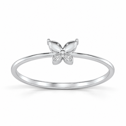 Blossoming Charm Silver Ring - White Gold Aesthetic