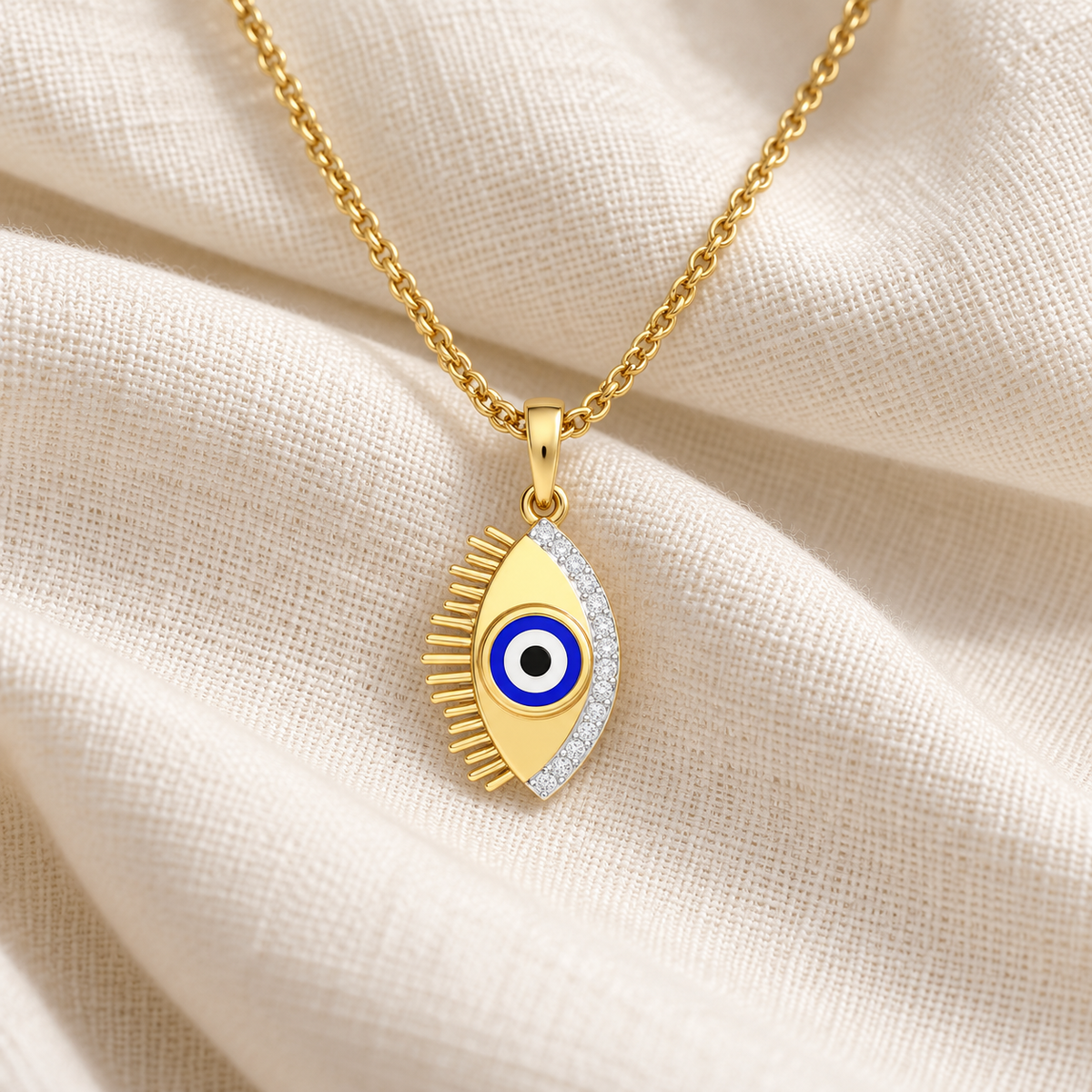 Blue Eye Silver Pendant - Yellow Gold - Aesthetic