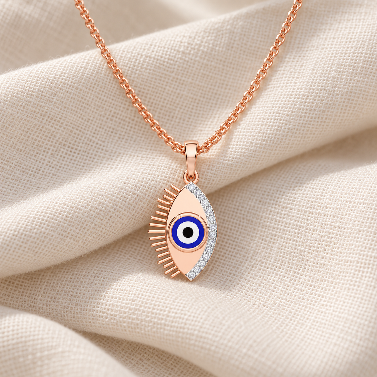 Blue Eye Silver Pendant - Rose Gold - Aesthetic