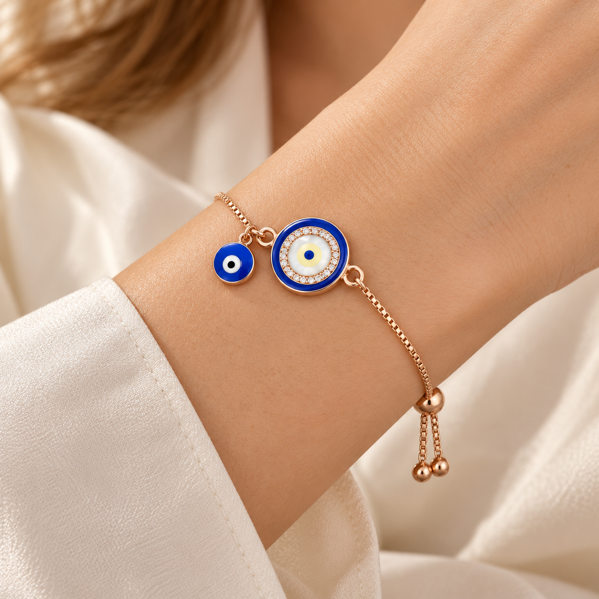 Blue Guardian Bracelet - Rose Gold - Model