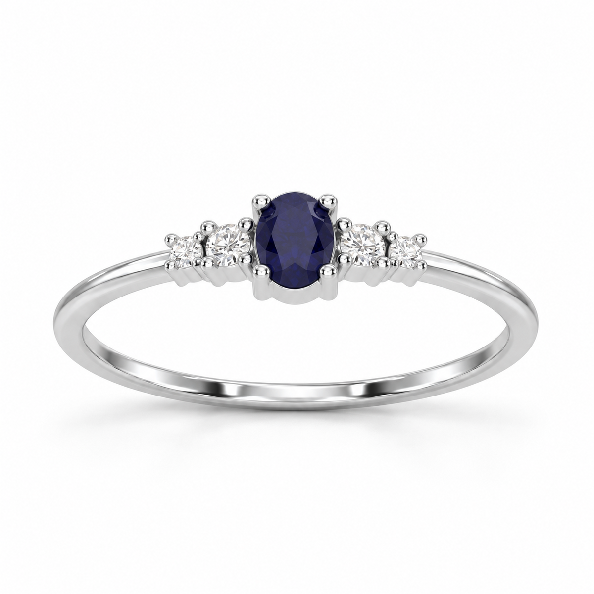 Blue Shimmer Silver Ring - White Gold Aesthetic