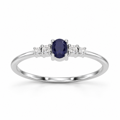 Blue Shimmer Silver Ring - White Gold Aesthetic