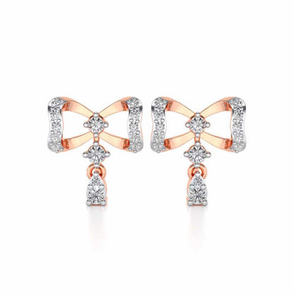 bow lane Silver Earrings - Rose Gold - Image 1
