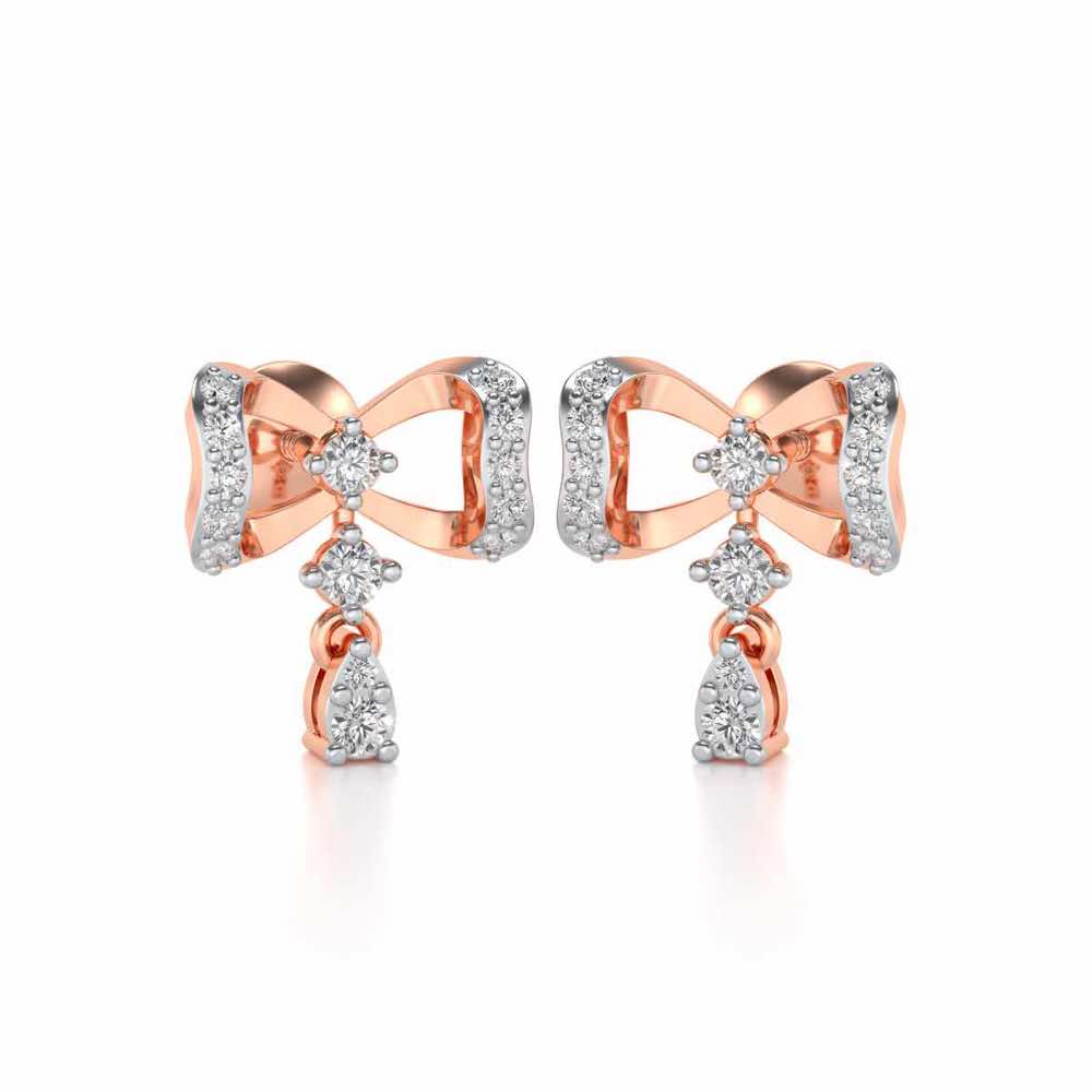 bow lane Silver Earrings - Rose Gold - Image 2