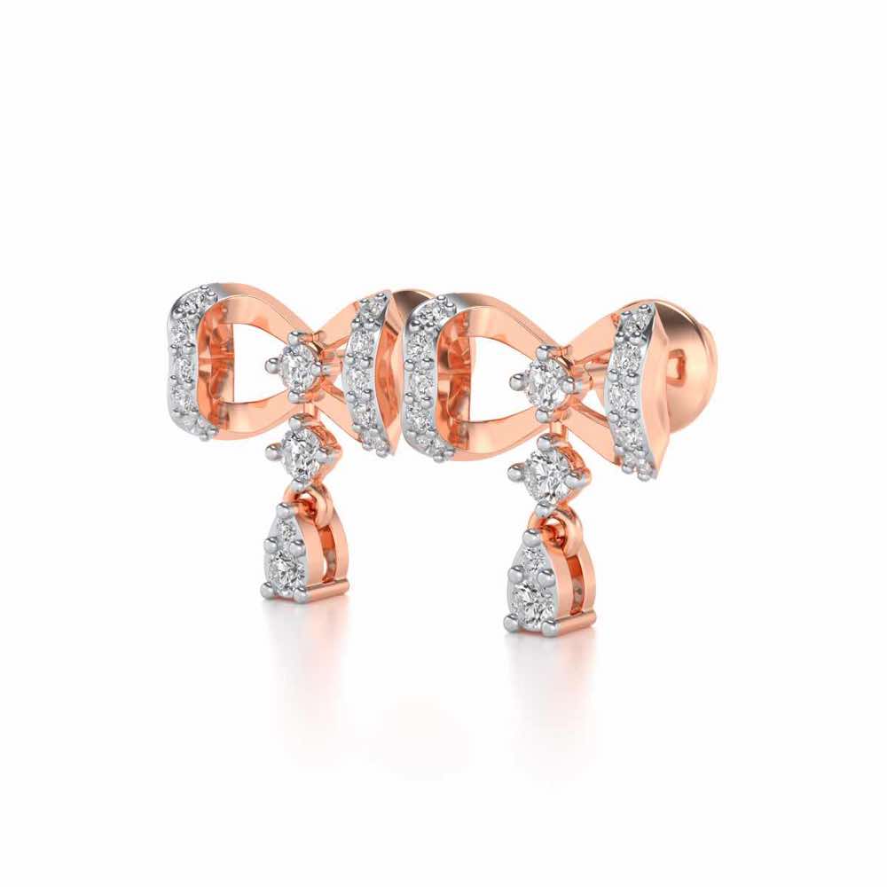 bow lane Silver Earrings - Rose Gold - Image 3