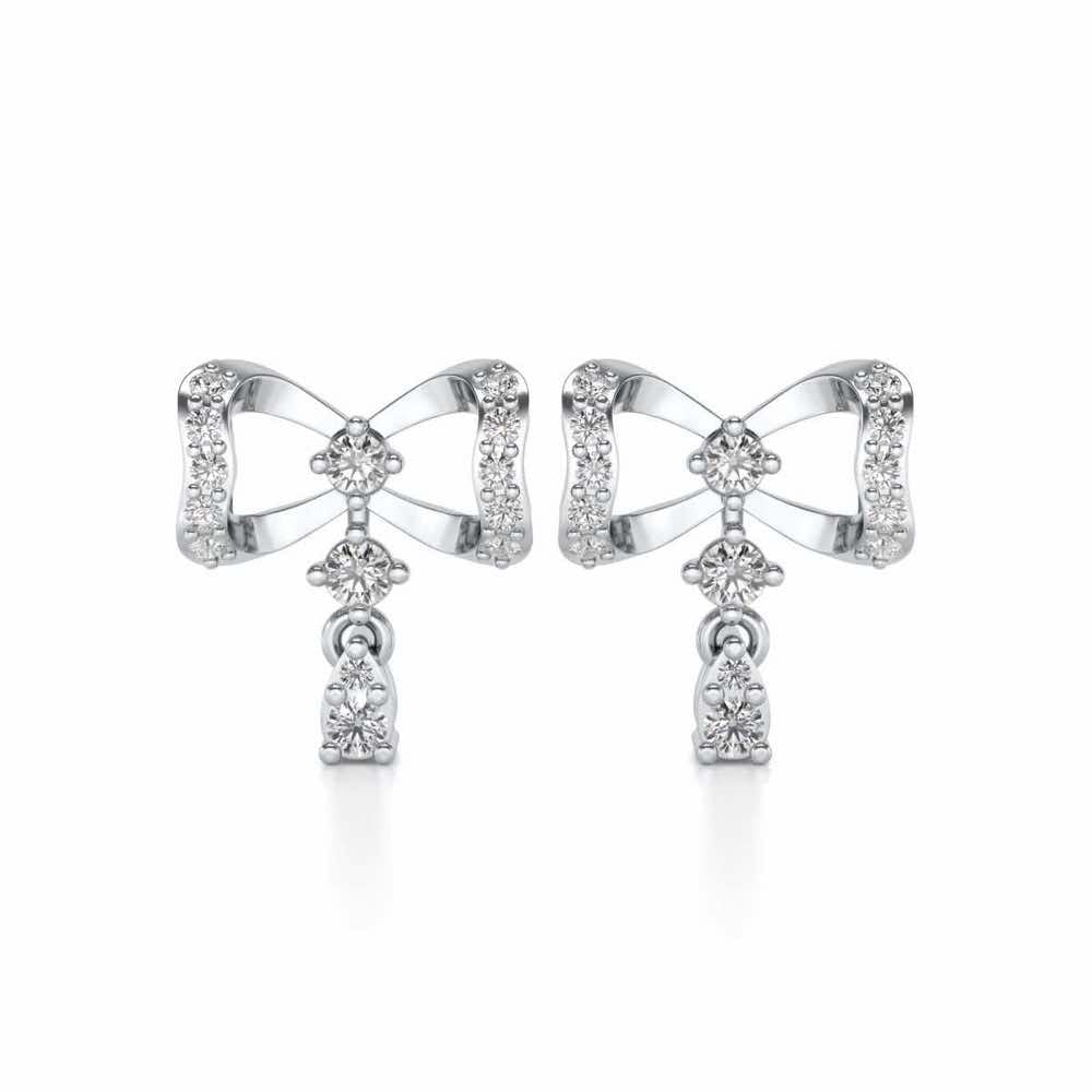 bow lane Silver Earrings - White Gold - Image 1