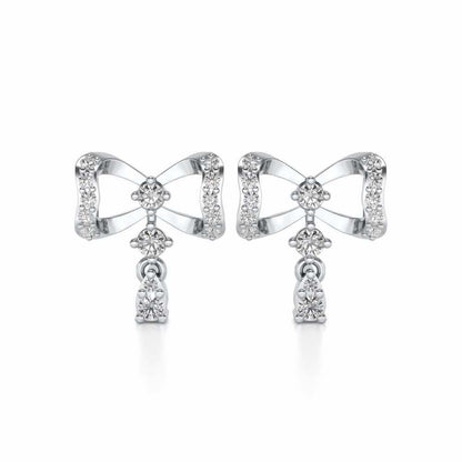 bow lane Silver Earrings - White Gold - Image 1