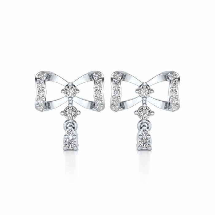 bow lane Silver Earrings - White Gold - Image 1