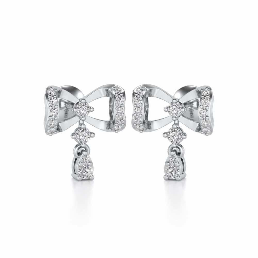 bow lane Silver Earrings - White Gold - Image 2