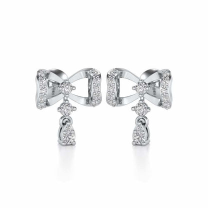 bow lane Silver Earrings - White Gold - Image 2