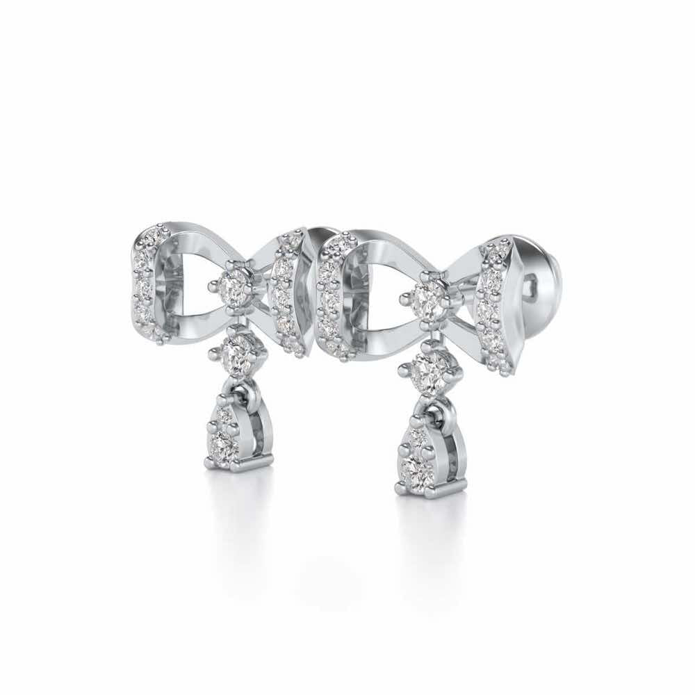 bow lane Silver Earrings - White Gold - Image 3