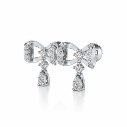 bow lane Silver Earrings - White Gold - Image 3