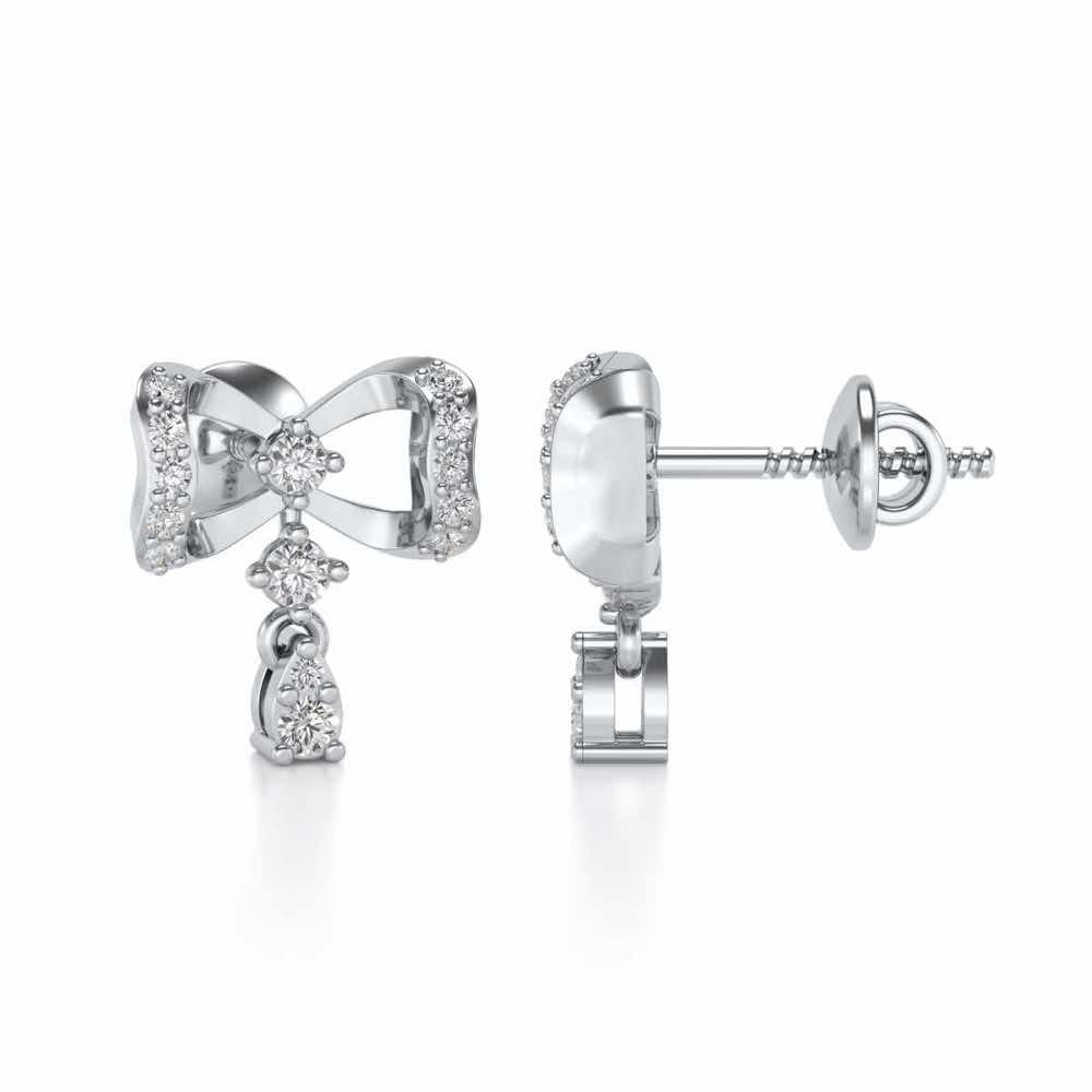 bow lane Silver Earrings - White Gold - Image 4