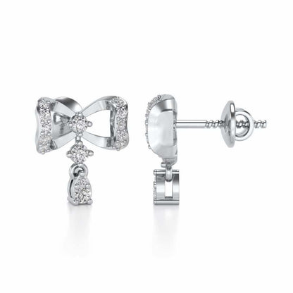 bow lane Silver Earrings - White Gold - Image 4